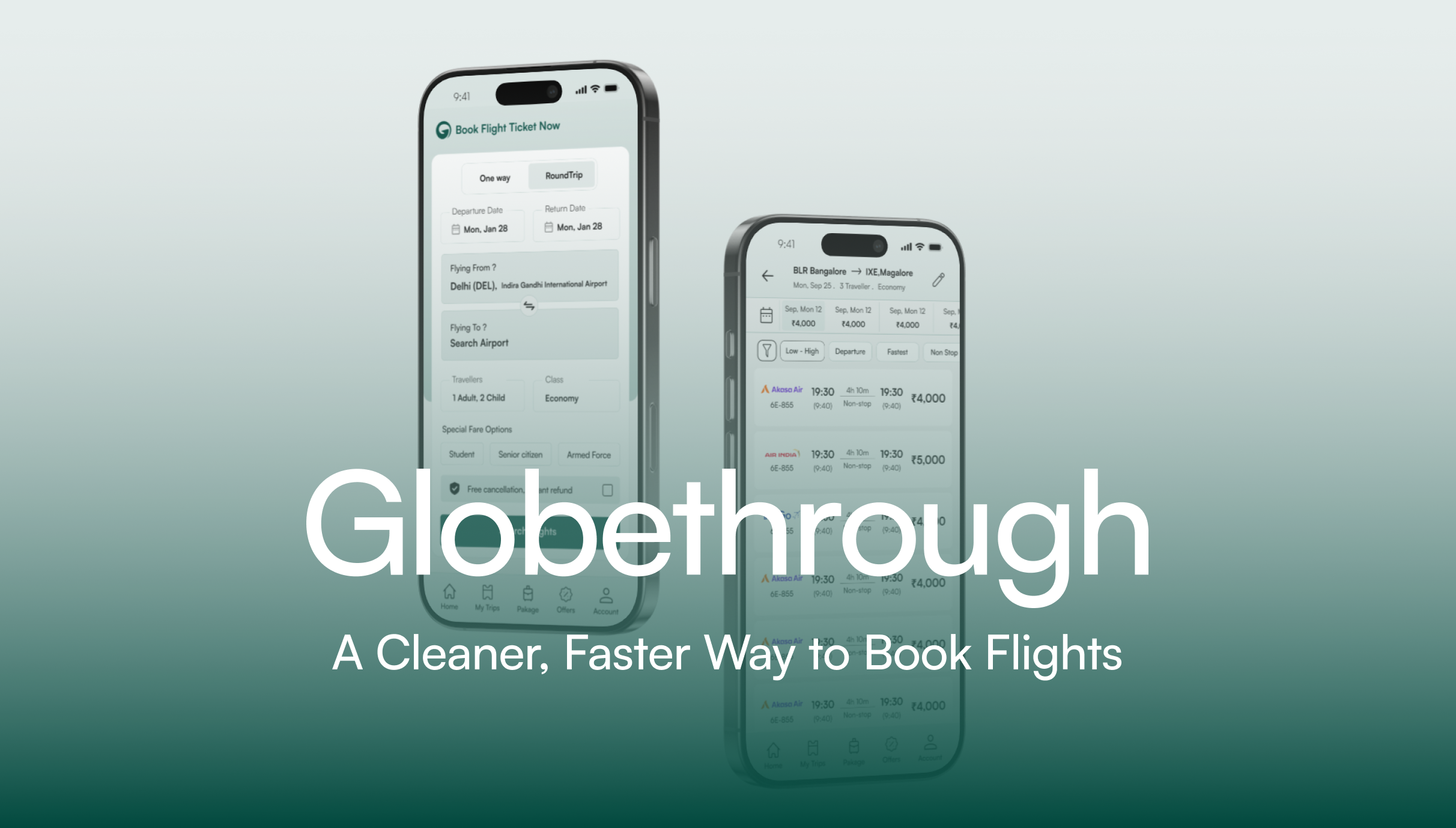 Globethrough — Flight Booking App Mockups