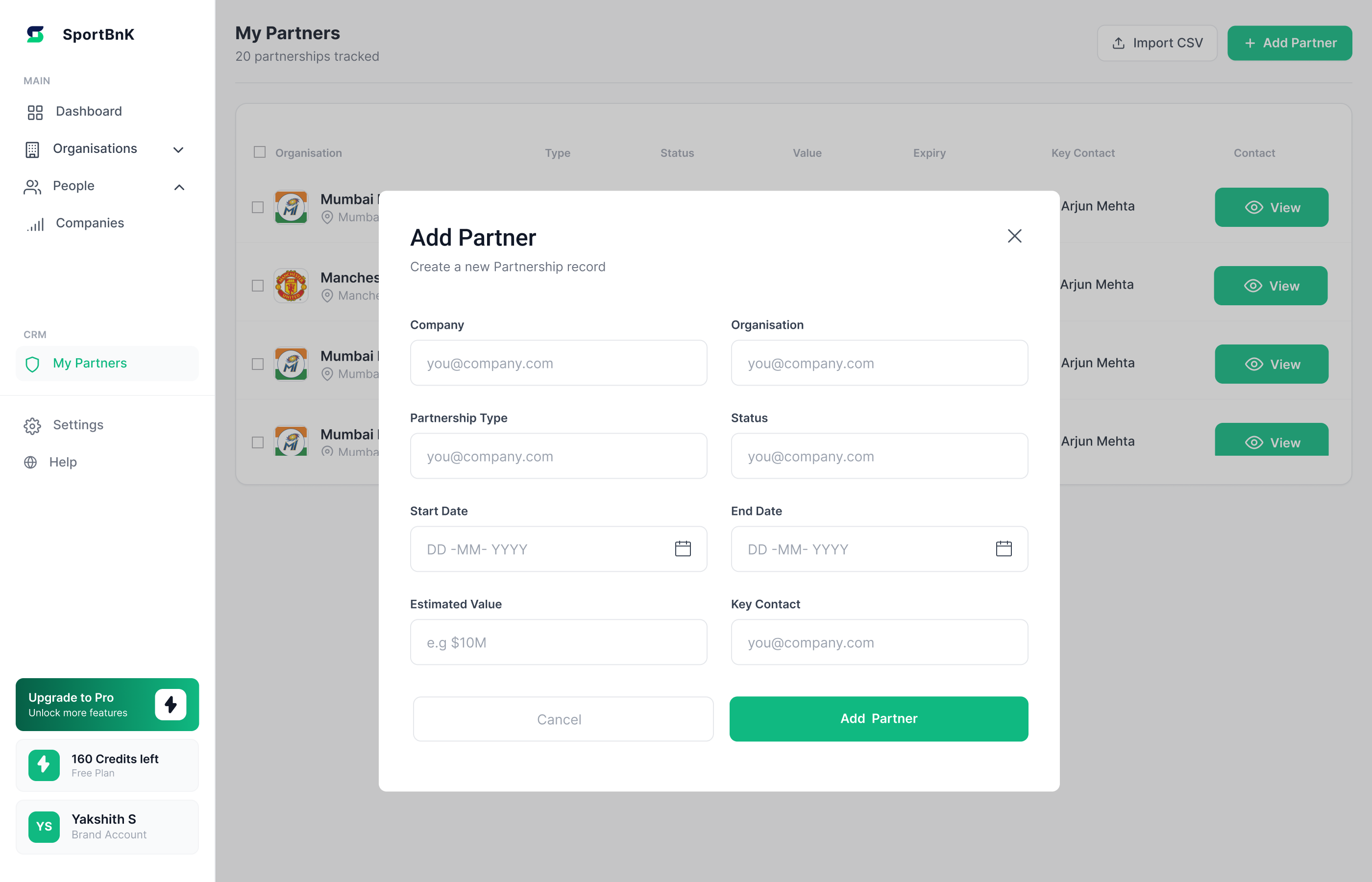 My Partners — CRM view